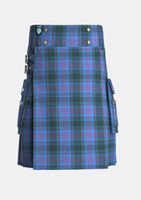 Utility_O_donnell_tartan_kilt_front_image_with_pleated_design_and_adjustable_buckles_for_men