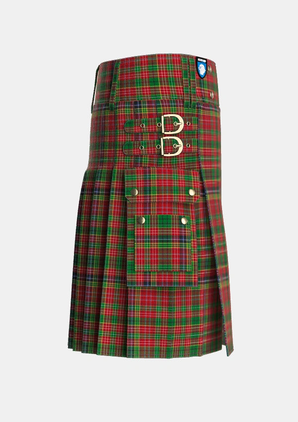Utility_Ogilvie_1831_Tartan_2132_kilt_right_image_with_pleated_design_and_adjustable_buckles_for_men