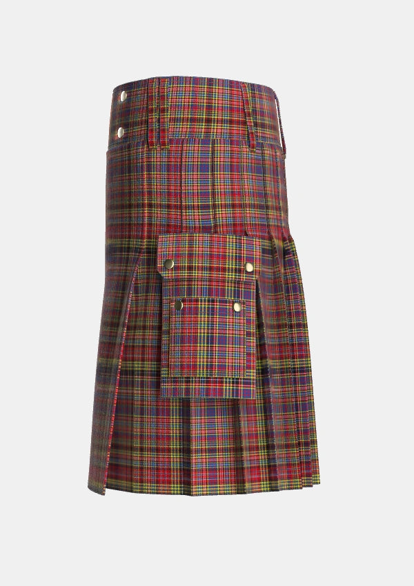 Utility_Ogilvie_1_Tartan_1589_kilt_left_image_with_pleated_design_and_adjustable_buckles_for_men