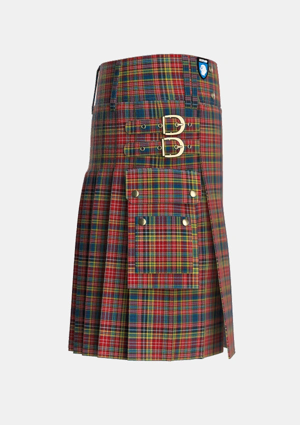 Utility_Ogilvy_2_Tartan_3240_kilt_right_image_with_pleated_design_and_adjustable_buckles_for_men