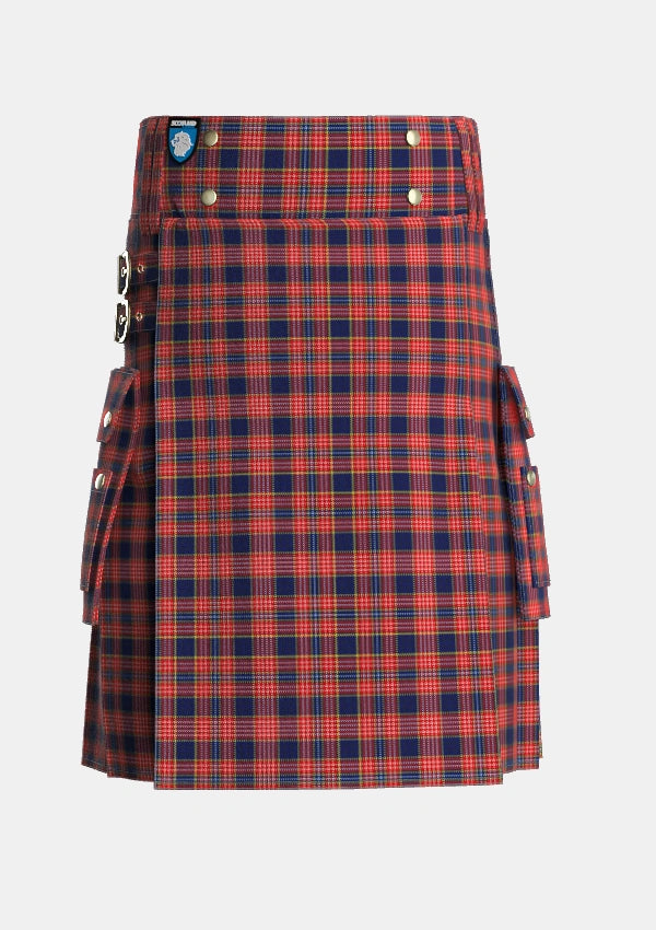 Utility_Ogilvy_Tartan_287_kilt_front_image_with_pleated_design_and_adjustable_buckles_for_men