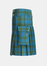 Utility_Oliver_Hunting_Tartan_126_kilt_left_image_with_pleated_design_and_adjustable_buckles_for_men