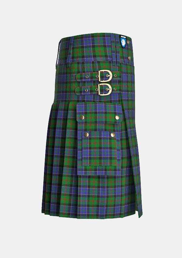 Utility_Paterson_tartan_4174_kilt_right_image_with_pleated_design_and_adjustable_buckles_for_men