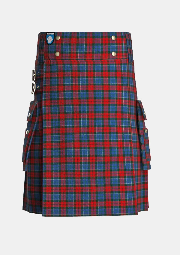 Utility_Patterson_John_tartan_2191_kilt_front_image_with_pleated_design_and_adjustable_buckles_for_men