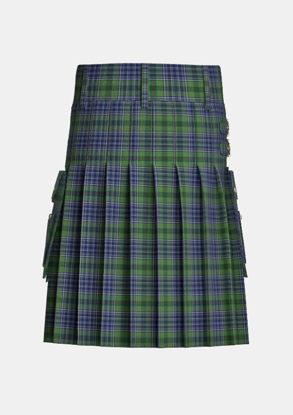 Utility_Patterson_William_John_Magee_Tartan_10129_kilt_back_image_with_pleated_design_and_adjustable_buckles_for_men
