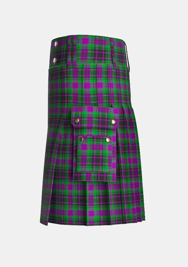 Utility_Paxton_Tartan_6691_kilt_left_image_with_pleated_design_and_adjustable_buckles_for_men