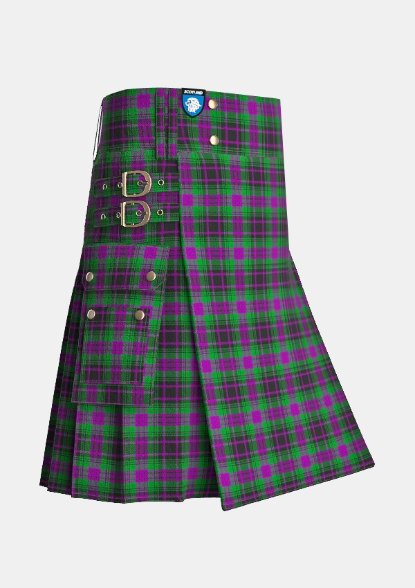 Utility_Paxton_Tartan_6691_kilt_side_image_with_pleated_design_and_adjustable_buckles_for_men