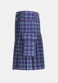 Utility_Peacock_Samantha_Tartan_2655_kilt_left_image_with_pleated_design_and_adjustable_buckles_for_men