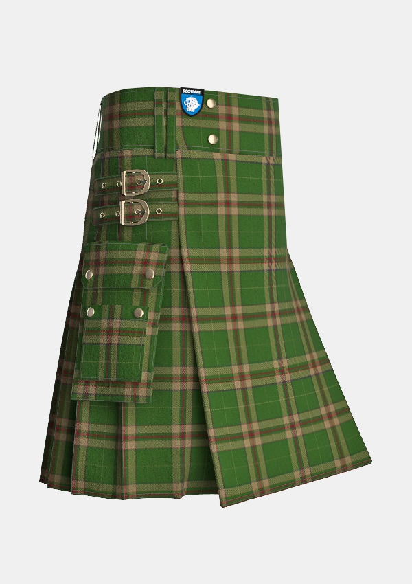 Utility_Pettigrew_J_Family_Tartan_14421_kilt_side_image_with_pleated_design_and_adjustable_buckles_for_men