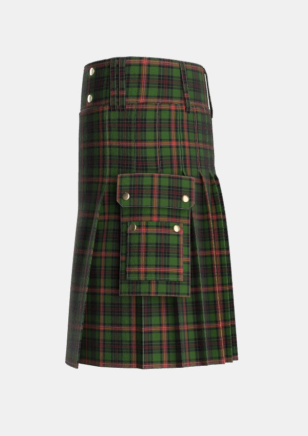 Utility_Pilette_of_Kinnear_Personal_Tartan_5504_kilt_left_image_with_pleated_design_and_adjustable_buckles_for_men
