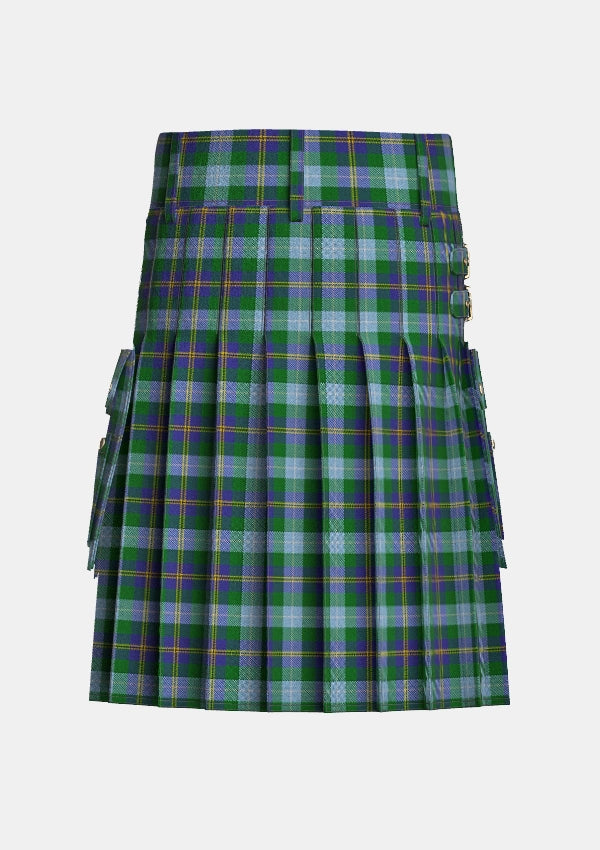 Utility_Porteous_Tartan_1264_kilt_back_image_with_pleated_design_and_adjustable_buckles_for_men