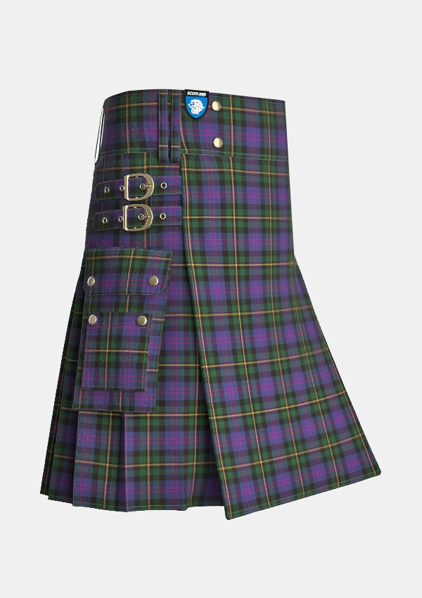 Utility_Price_Powell_Tartan_10295_kilt_side_image_with_pleated_design_and_adjustable_buckles_for_men