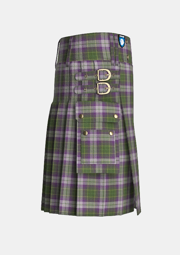 Utility_Prickly_Thistle_Tartan_10805_kilt_right_image_with_pleated_design_and_adjustable_buckles_for_men