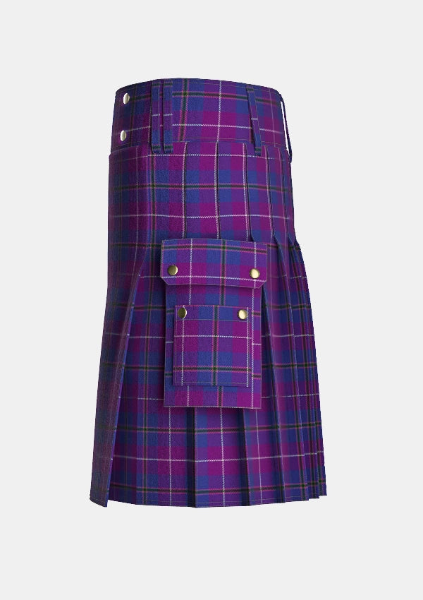 Utility_Pride_Of_Glencoe_Tartan_3446_kilt_left_image_with_pleated_design_and_adjustable_buckles_for_men