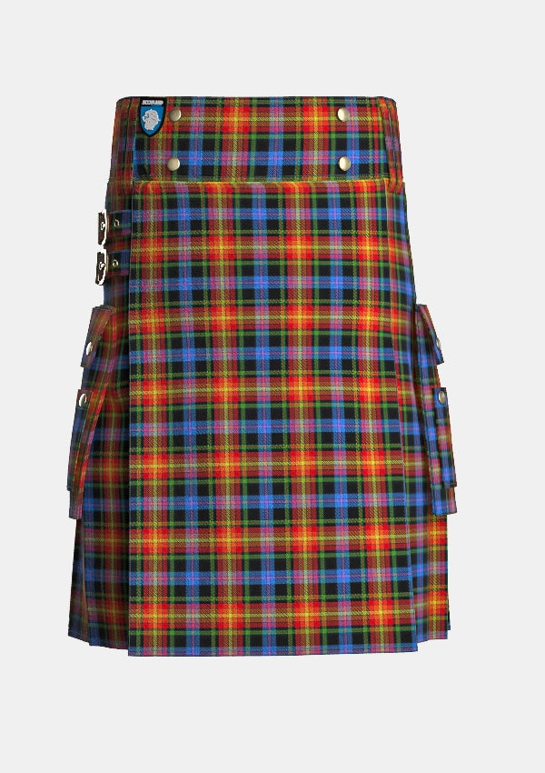 Utility_Pride_of_LGBT_Tartan_11871_kilt_front_image_with_pleated_design_and_adjustable_buckles_for_men