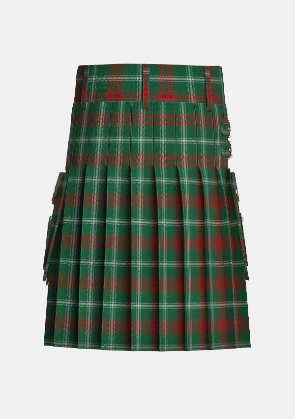 Utility_Prince_of_Wales_tartan_3306_kilt_back_image_with_pleated_design_and_adjustable_buckles_for_men