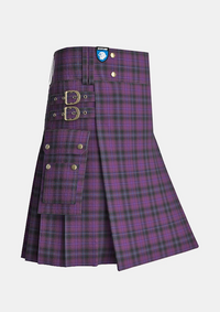 Utility_Purple_Tartan_kilt_side_image_with_pleated_design_and_adjustable_buckles_for_men