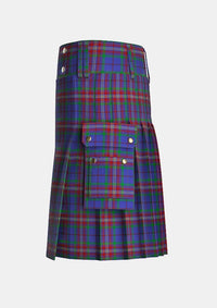 Utility_Rabbie_Burns_Tartan_6318_kilt_left_image_with_pleated_design_and_adjustable_buckles_for_men