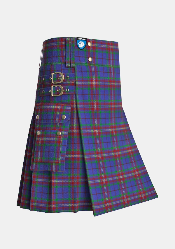 Utility_Rabbie_Burns_Tartan_6318_kilt_side_image_with_pleated_design_and_adjustable_buckles_for_men