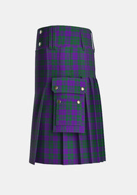 Utility_Rae_Tartan_100_kilt_left_image_with_pleated_design_and_adjustable_buckles_for_men