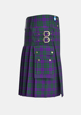 Utility_Rae_Tartan_100_kilt_right_image_with_pleated_design_and_adjustable_buckles_for_men