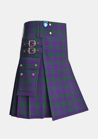 Utility_Rae_Tartan_100_kilt_side_image_with_pleated_design_and_adjustable_buckles_for_men