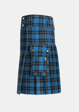 Utility_Ramsay_Blue_Hunting_Tartan_259_kilt_left_image_with_pleated_design_and_adjustable_buckles_for_men