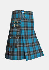 Utility_Ramsay_Blue_tartan_259_kilt_side_image_with_pleated_design_and_adjustable_buckles_for_men