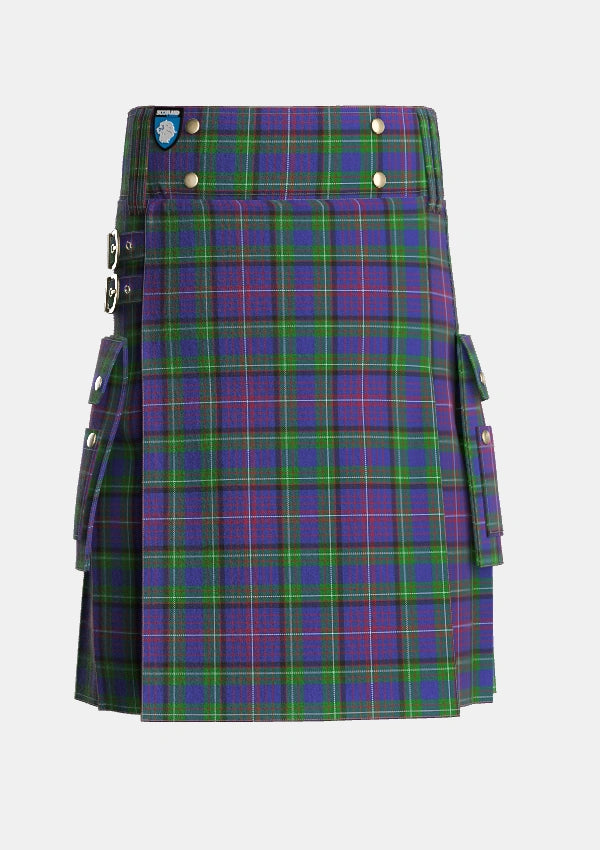 Utility_Rankin_2_Tartan_187_kilt_front_image_with_pleated_design_and_adjustable_buckles_for_men