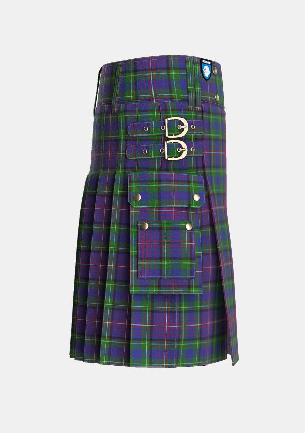 Utility_Rankin_2_Tartan_187_kilt_right_image_with_pleated_design_and_adjustable_buckles_for_men