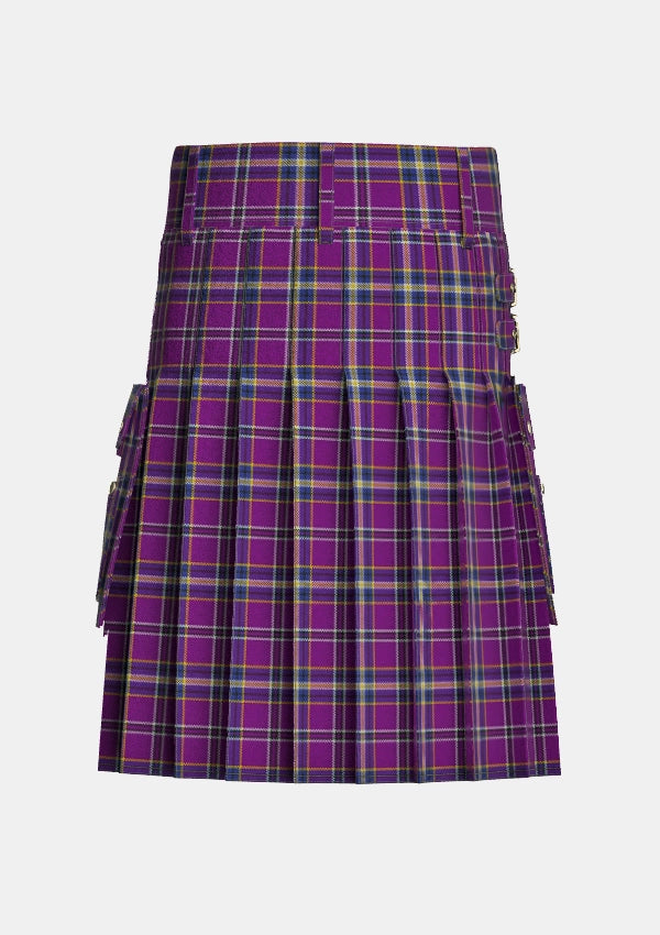 Utility_Regan_Tartan_4020_kilt_back_image_with_pleated_design_and_adjustable_buckles_for_men