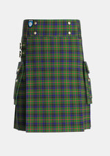 Utility_Reid_Green_Tartan_2066_kilt_front_image_with_pleated_design_and_adjustable_buckles_for_men