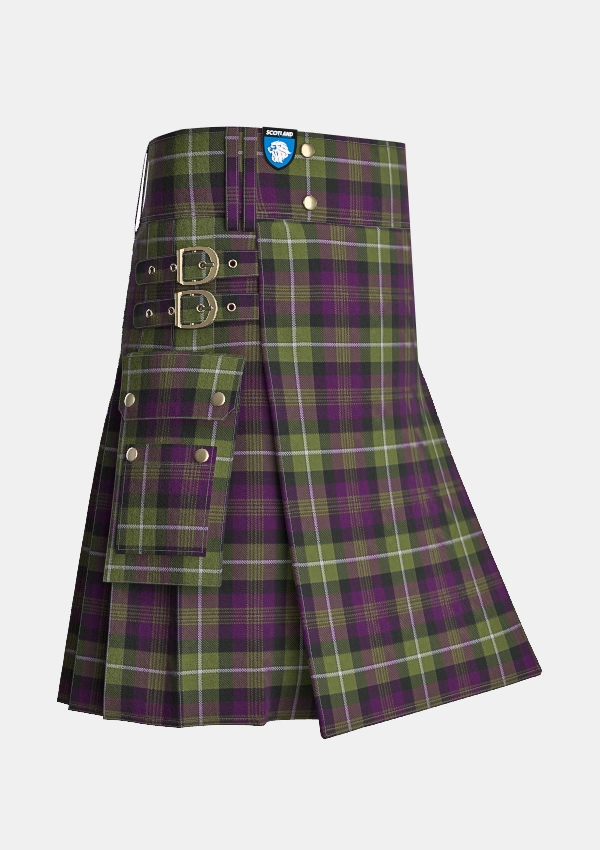 Utility_Rennie_Tartan_716_kilt_side_image_with_pleated_design_and_adjustable_buckles_for_men