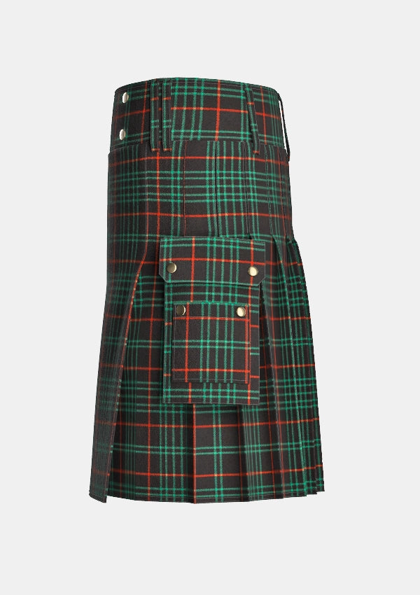 Utility_Renwick_Tartan_787_kilt_left_image_with_pleated_design_and_adjustable_buckles_for_men