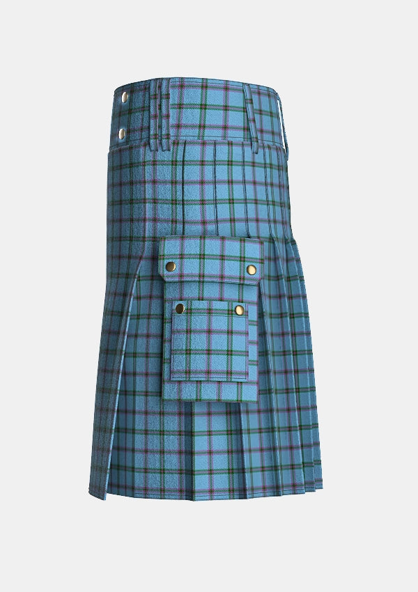 Utility_Richard_Moriarty_Tartan_kilt_left_image_with_pleated_design_and_adjustable_buckles_for_men
