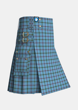 Utility_Richard_Moriarty_Tartan_kilt_side_image_with_pleated_design_and_adjustable_buckles_for_men