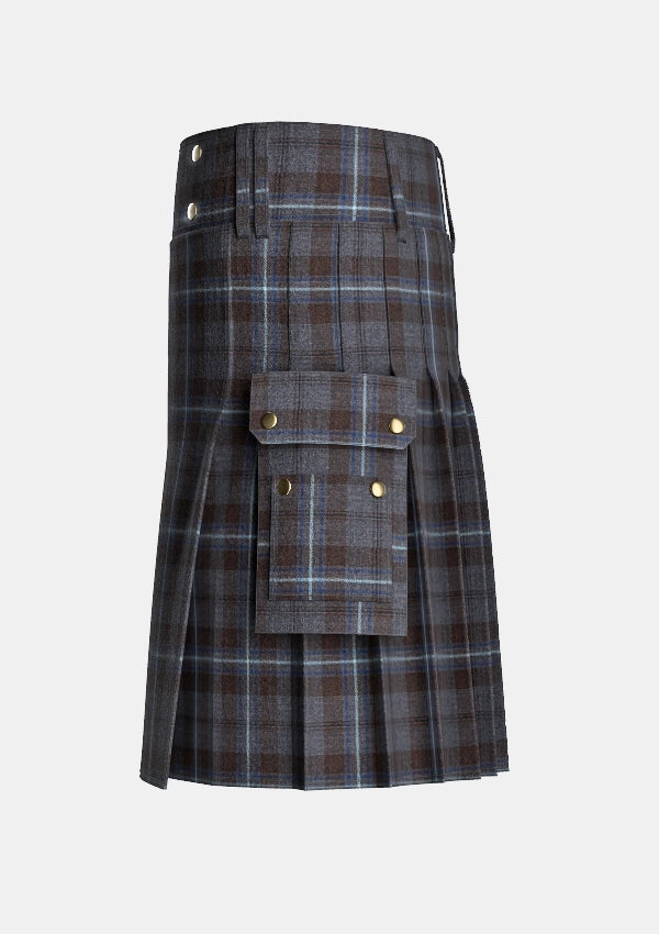 Utility_Rivers_of_Scotland_tartan_kilt_left_image_with_pleated_design_and_adjustable_buckles_for_men