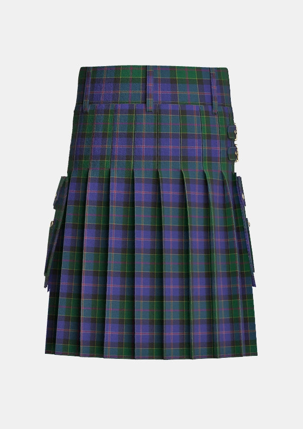 Utility_Robb_Tartan_3157_kilt_back_image_with_pleated_design_and_adjustable_buckles_for_men