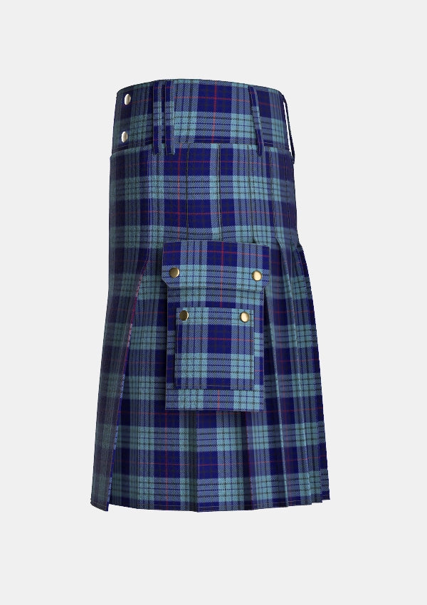 Utility_Roberts_tartan_5762_kilt_left_image_with_pleated_design_and_adjustable_buckles_for_men