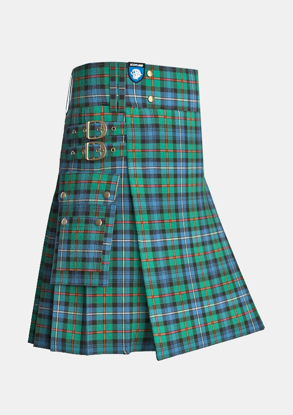Utility_Robertson_Hunting_Ancient_Tartan_kilt_side_image_with_pleated_design_and_adjustable_buckles_for_men