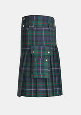 Utility_Robertson_Hunting_Modern_Tartan_kilt_left_image_with_pleated_design_and_adjustable_buckles_for_men