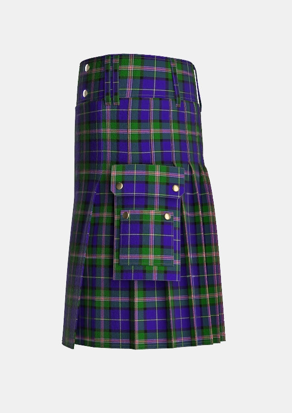 Utility_Robson,_Steve_Tartan_13975_kilt_left_image_with_pleated_design_and_adjustable_buckles_for_men