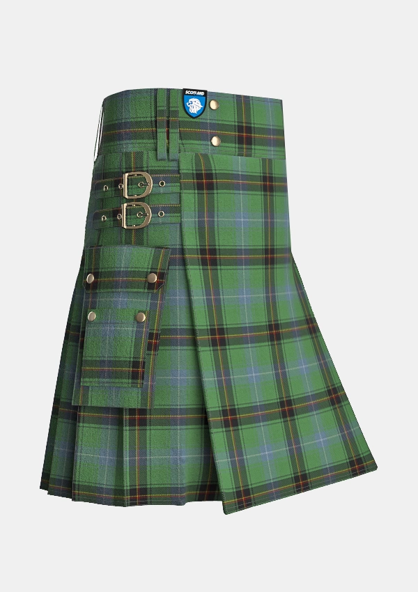 Utility_Rooney_Tartan_7517_kilt_side_image_with_pleated_design_and_adjustable_buckles_for_men
