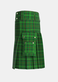 Utility_Ross_Hunting_3_Tartan_757_kilt_left_image_with_pleated_design_and_adjustable_buckles_for_men