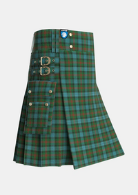 Utility_Ross_Hunting_4_Tartan_710_kilt_side_image_with_pleated_design_and_adjustable_buckles_for_men