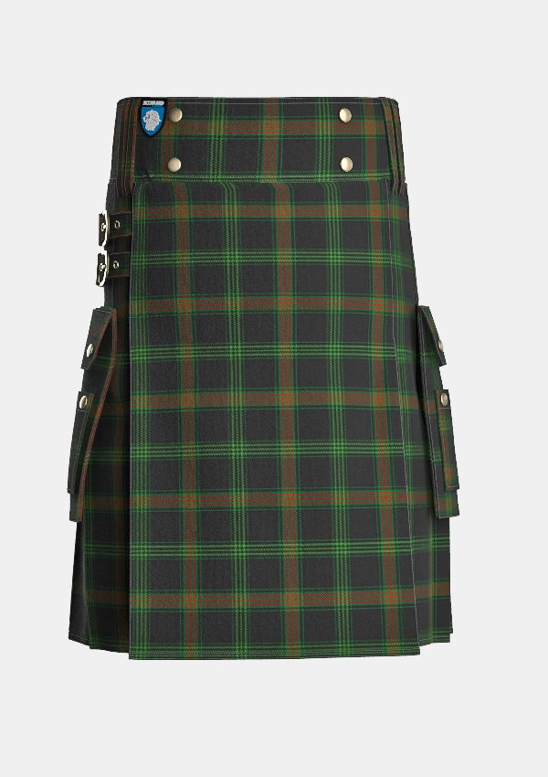 Utility_Ross_Ryan_Tartan_7637_kilt_front_image_with_pleated_design_and_adjustable_buckles_for_men