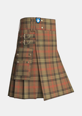 Utility_Ross_Weathered_Tartan_kilt_side_image_with_pleated_design_and_adjustable_buckles_for_men