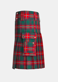 Utility_RoxBurgh_tartan_160_kilt_left_image_with_pleated_design_and_adjustable_buckles_for_men