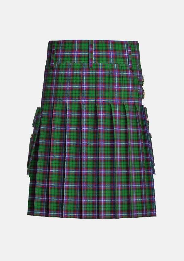 Utility_Russell_tartan_3179_kilt_back_image_with_pleated_design_and_adjustable_buckles_for_men
