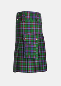 Utility_Russell_tartan_3179_kilt_left_image_with_pleated_design_and_adjustable_buckles_for_men